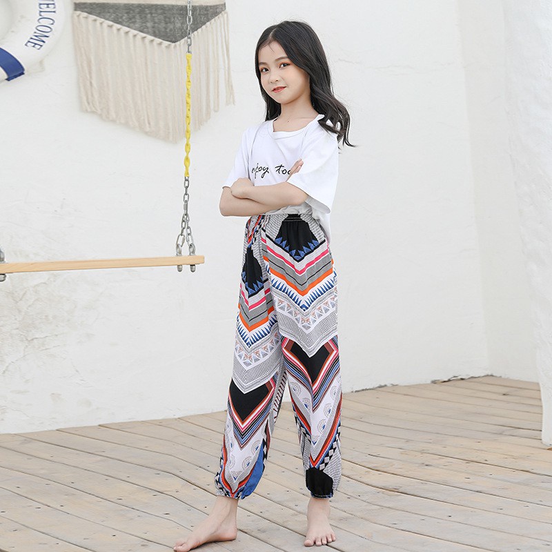 Quần Dài Thể Thao Vải Cotton Mỏng Dáng Rộng Chống Muỗi Phong Cách Hàn Quốc Cho Bé