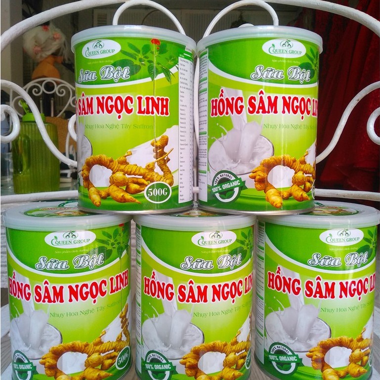 (Combo 5hộp 500g)_ Sữa bột Hồng Sâm Ngọc Linh Nhụy Hoa Nghệ Tây Saffron, HSD T9/2024