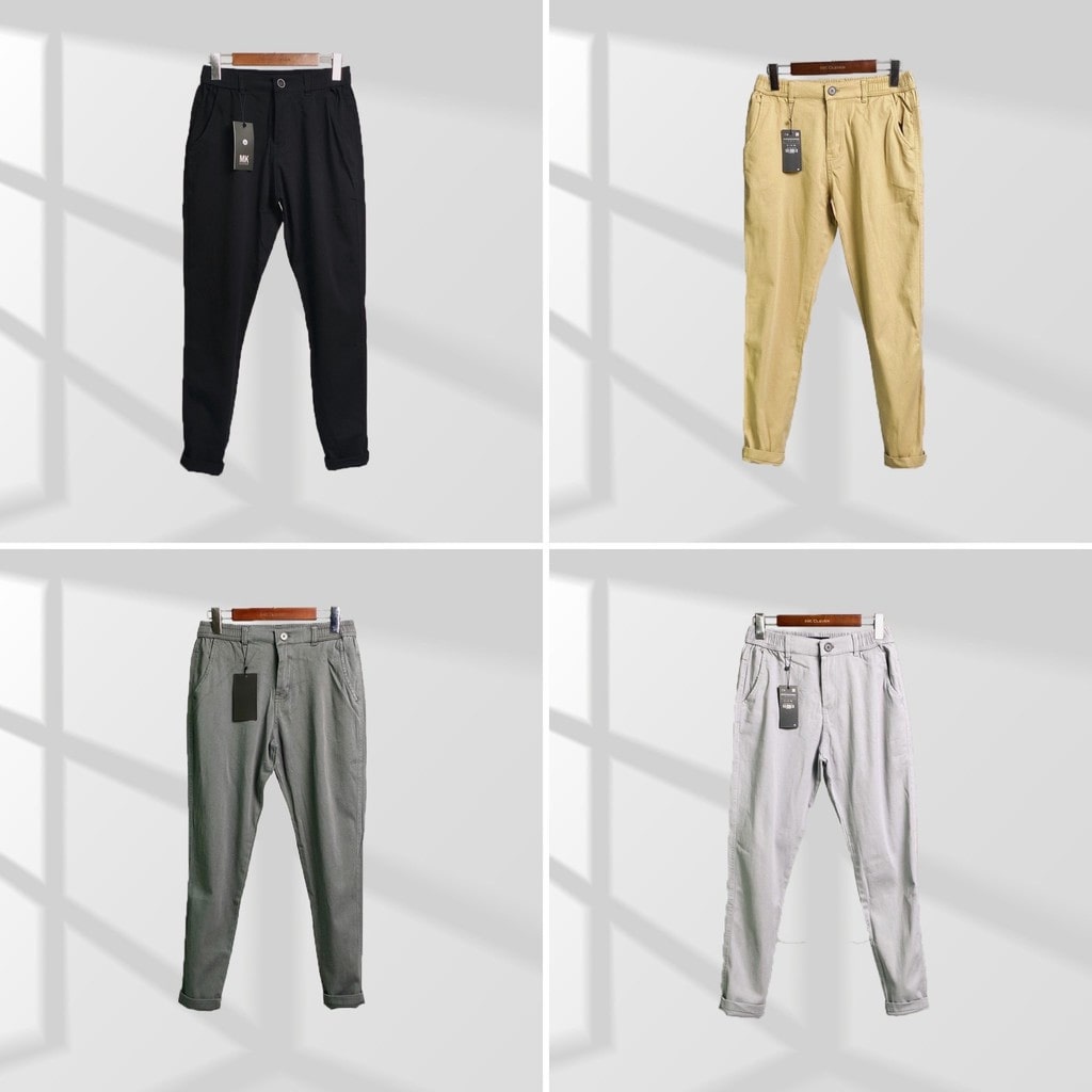 Quần Kaki Nam Ống Suông Thiết Kế Lưng Thun Co Giãn Dáng Công Sở Trẻ Trung Cao Cấp, 4 Màu: Đen, Xám, Be Vàng, Ghi