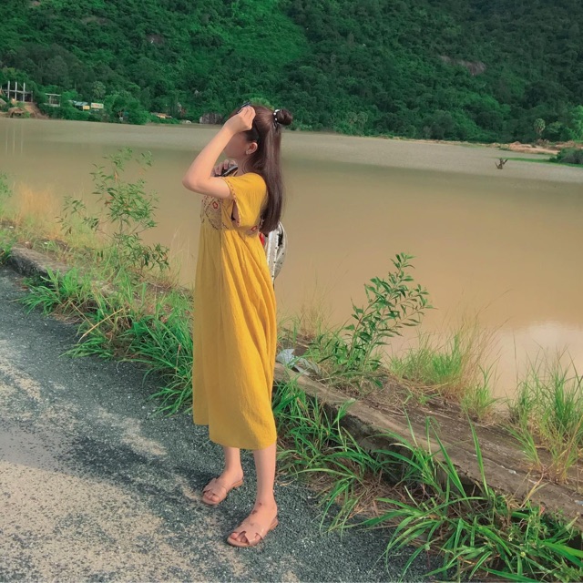 Đầm boho vàng