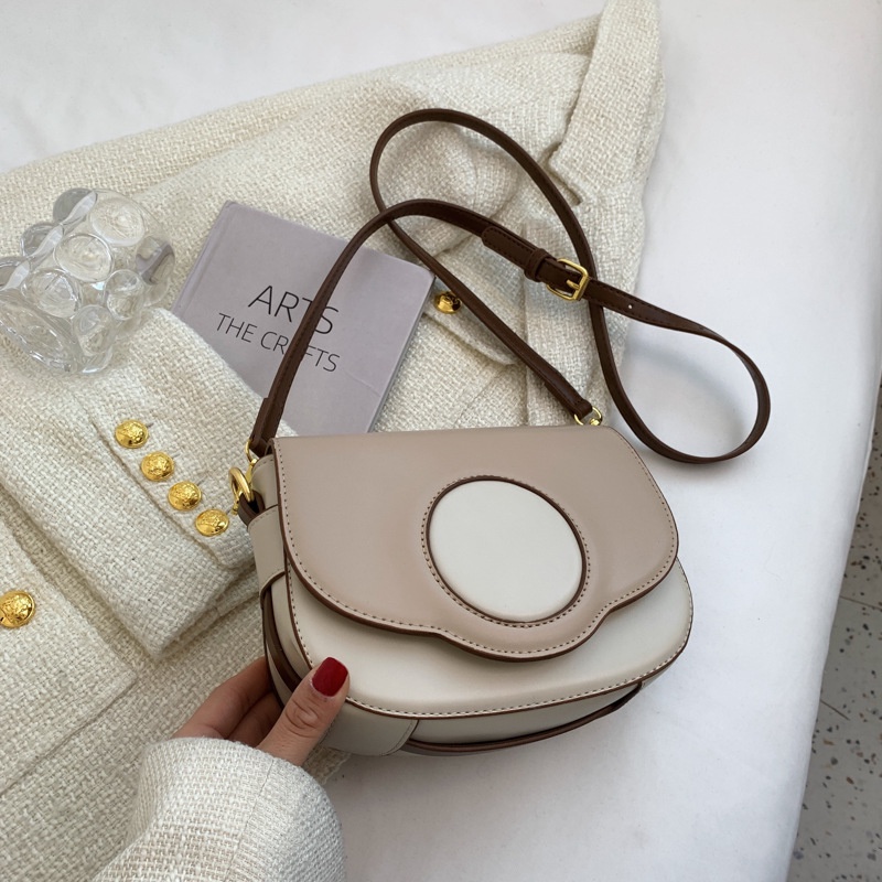 IELGY Túi Đeo Chéo Màu Sắc Tương Phản Phong Cách retro Cho Nữ