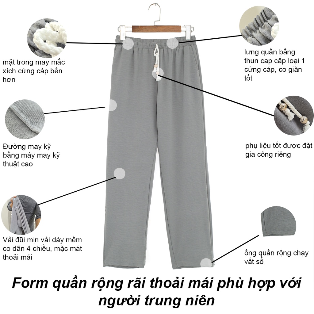 Quần dài nam trung niên vải đũi mịn do Thái Khang đặt riêng loại quần vải đũi dành cho người lớn tuổi form rộng QDUI2