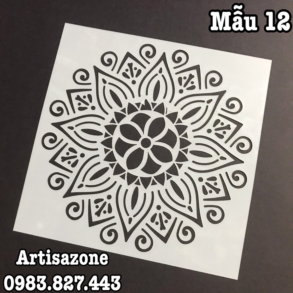 Pet Stencil - Khuôn hình trang trí họa tiết vuông - Kích thước 15cm - 01 tấm