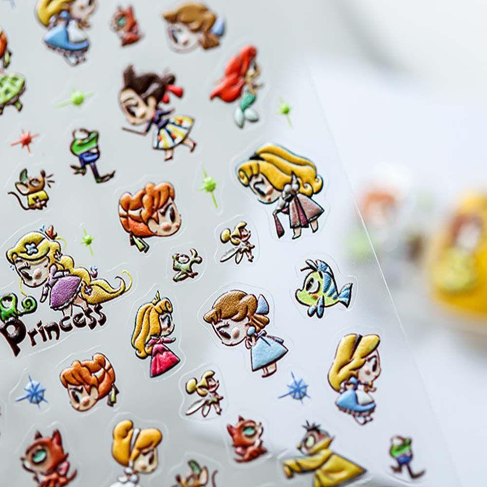 QQMALL Miếng Dán Trang Trí Móng Tay 5D Tự Dính Họa Tiết Công Chúa Thời Trang