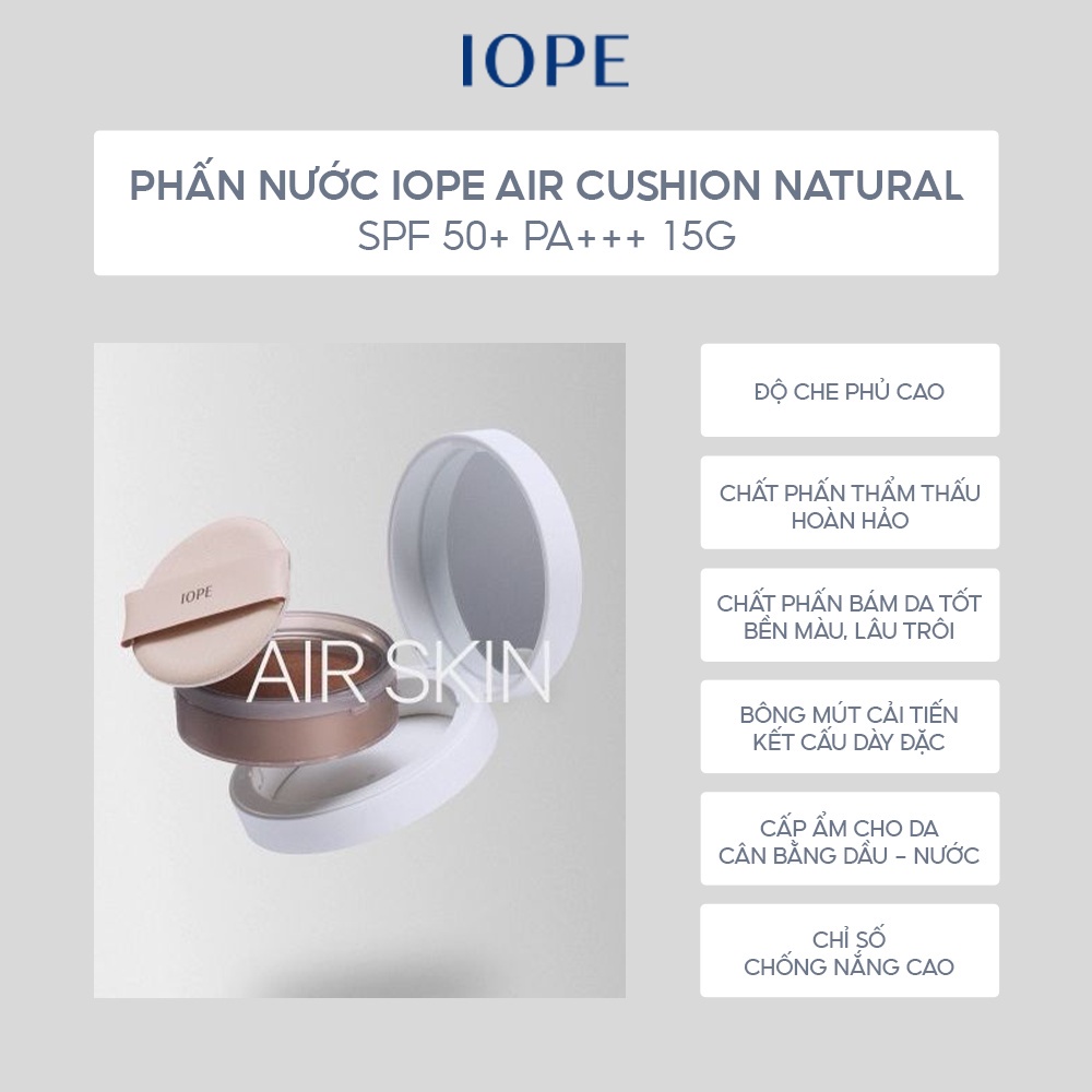Phấn Nước Iope Air Cushion Natural SPF 50+ PA+++ 15g | BigBuy360 - bigbuy360.vn