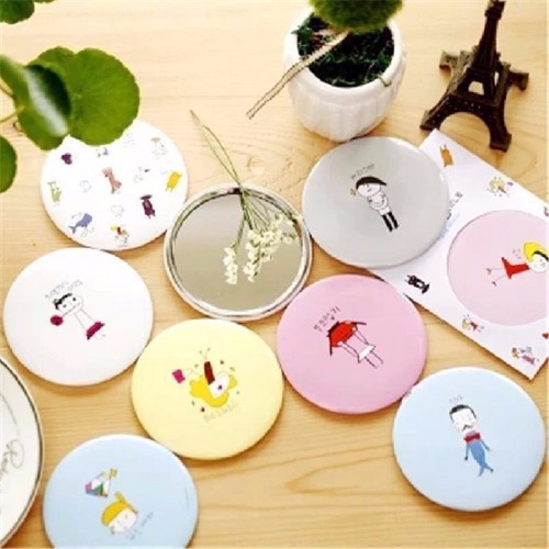 Gương trang điểm mini siêu cute cầm tay bỏ túi Hàn Quốc tiện lợi viền kim loại Yasan Vrg1480 HOANGXUAN88