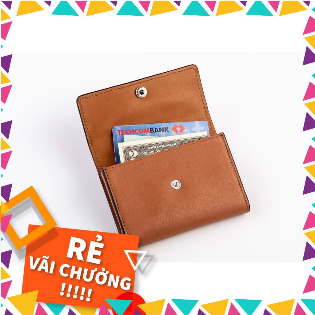 Ví mini da bò thật đựng thẻ card  + menney + unisex