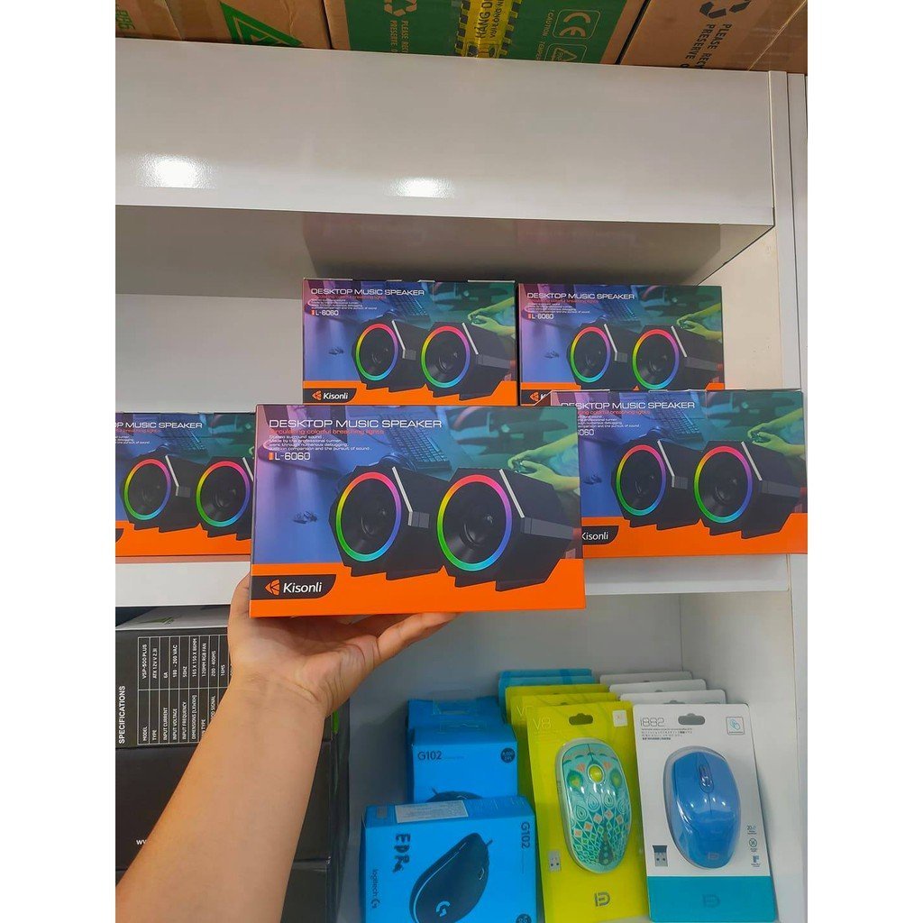 Loa máy tính Kisonli K6060 mini 2.0 bass cực hay, Loa vi tính led RGB