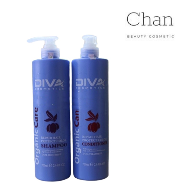 CẶP GỘI XẢ DIVA XANH 750ML PHỤC HỒI GIỮ MẦU - Chan beauty cosmetic