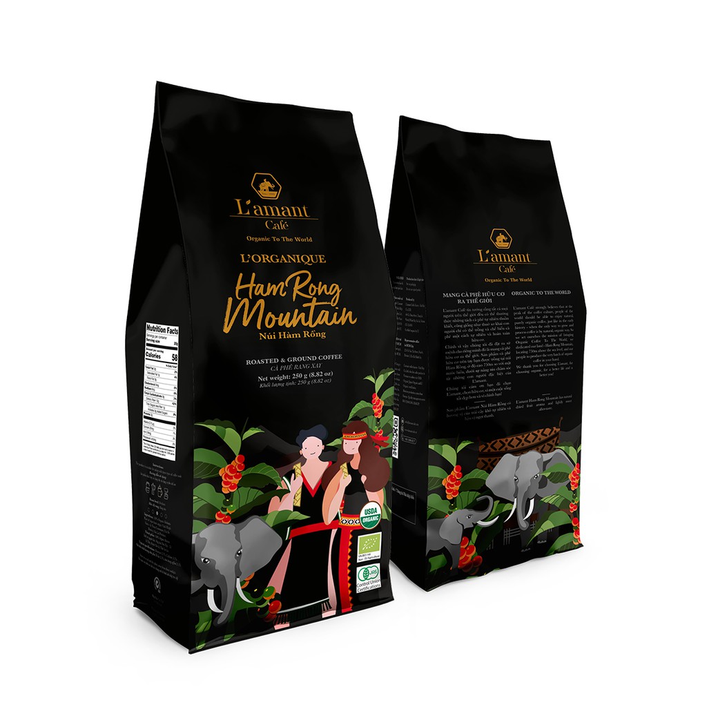 Cà phê hữu cơ núi Hàm Rồng 250gr - L'amant Café Organic Ham Rong Moutain