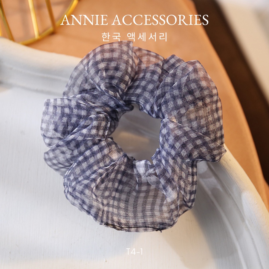 Buộc tóc Cột Tóc Vải Scrunchies caro nhiều màu ANNIE - T4-1