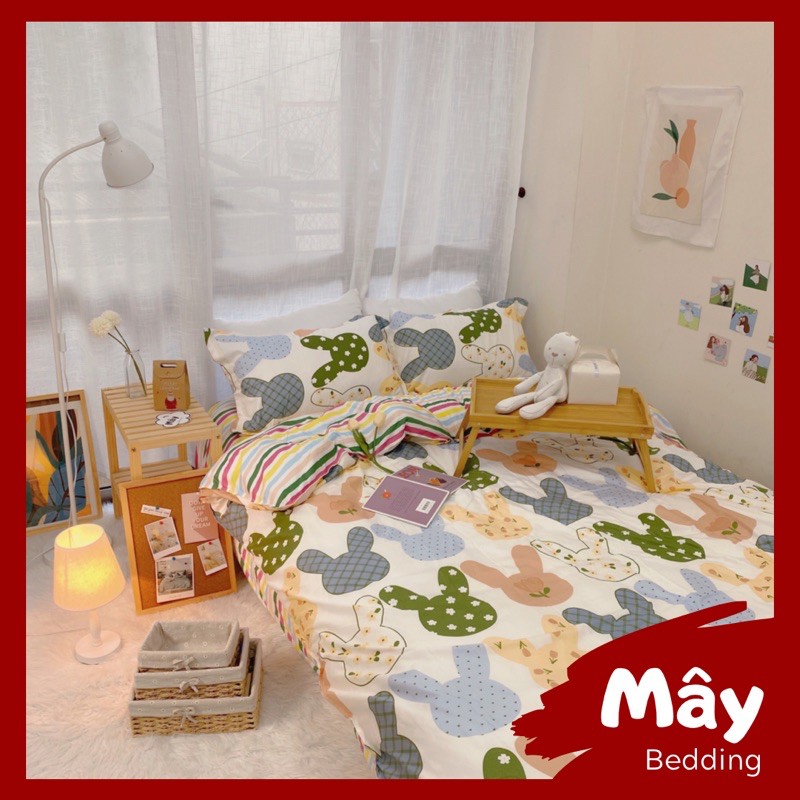 Bộ chăn ga gối Cotton Poly Thỏ bảy màu MÂY BEDDING