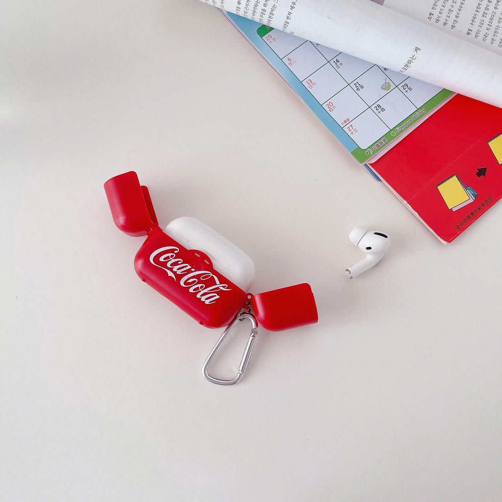 Vỏ Bảo Vệ Hộp Sạc Tai Nghe Bluetooth AirPods 1 2 pro 3 2021 gen3 Bằng PC Cứng Chống Rơi Hình Coca-Cola Sáng Tạo