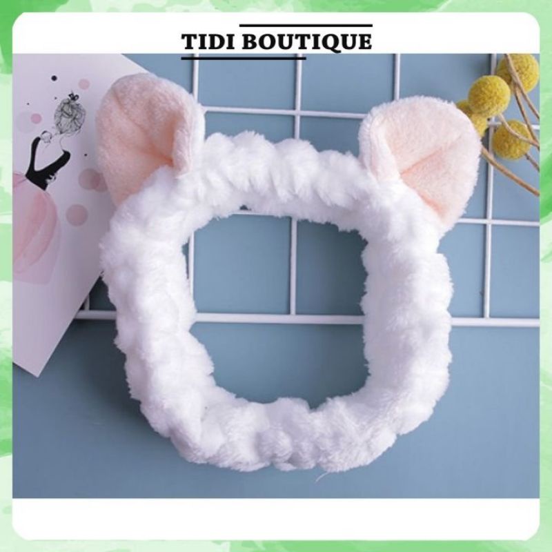 Băng đô turban tai mèo vải nhung 3D 💚 [FREE SHIP]