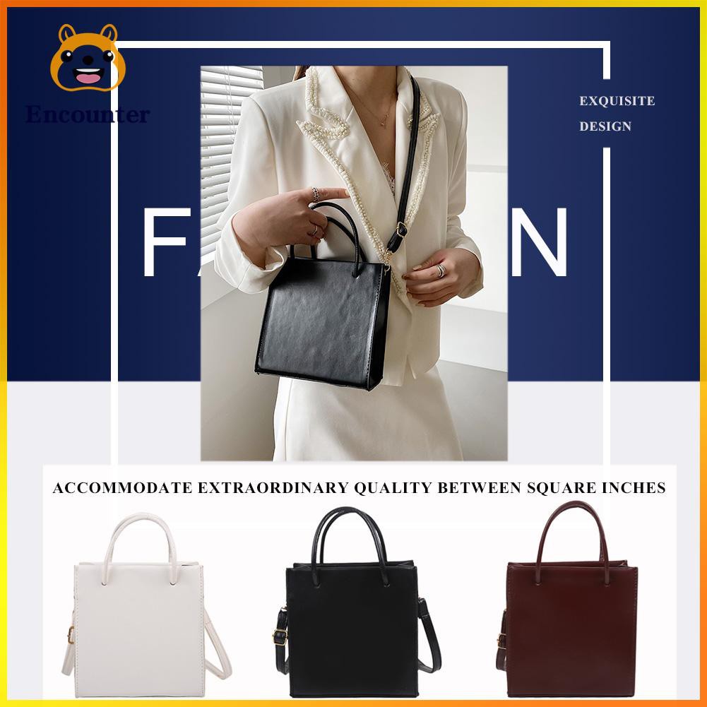 ○Encounter○ Fashion Women PU Pure Color Small Top-handle Handbag Shoulder Crossbody Bag