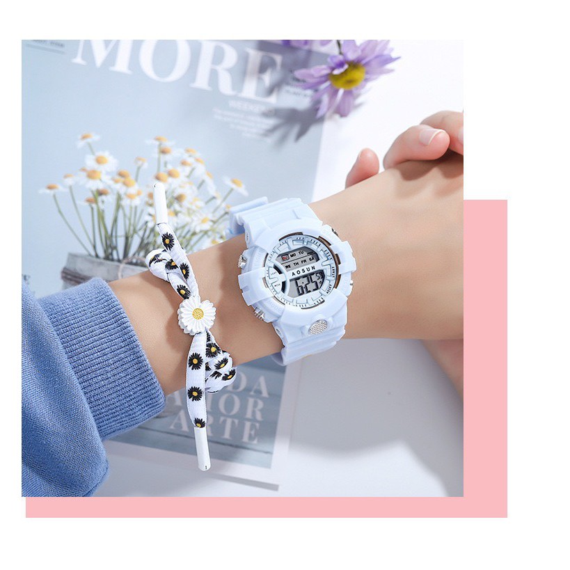 Đồng hồ nam nữ thể thao Unisex Aosun dây cao su cực bền DH107