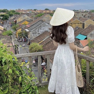 Đầm midi ren trắng form dài (kèm hình thật)