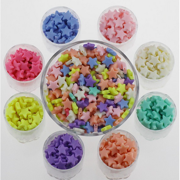 Set 30 hạt nhựa ngôi sao 13mm nhiều màu sắc làm trang sức thủ công