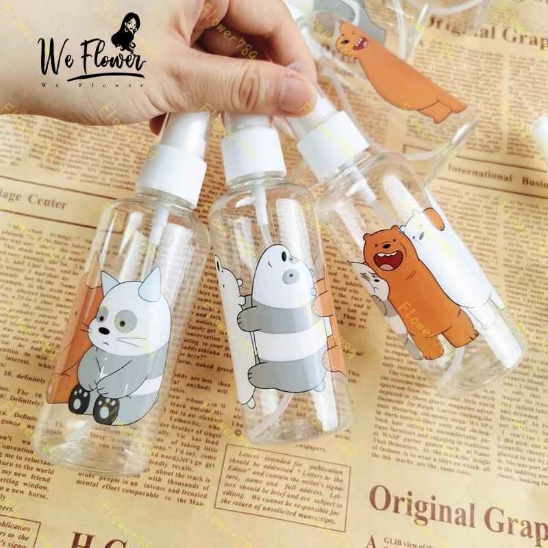 [Hàng mới về] Chai xịt rỗng 100ml đựng mỹ phẩm nhỏ gọn họa tiết gấu hoạt hình đa dụng