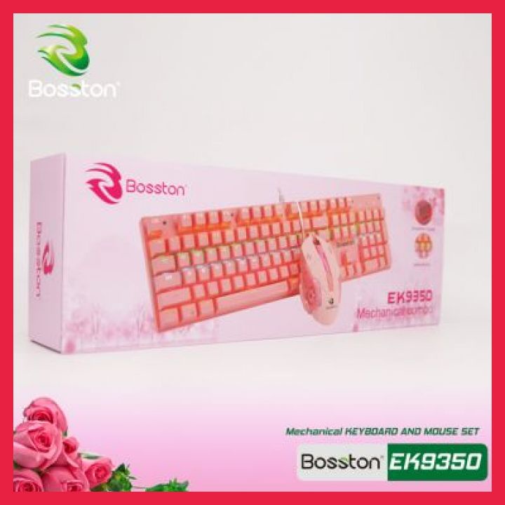 Bàn Phím Cơ Chơi Game Bosston EK9350 Phát Sáng Có Thể Điều Chỉnh LED và Chuột Cho Windows PC Gamer