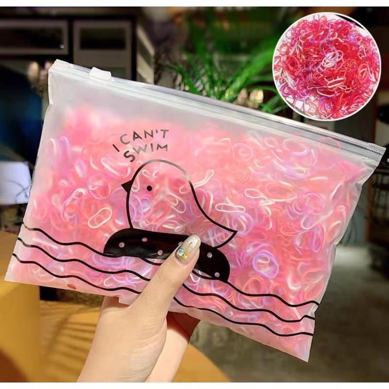 Combo 1000 chun buộc tóc mix màu có túi Zip xịn sò