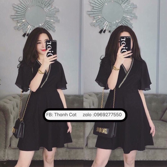 Đầm voan đen tay bèo..