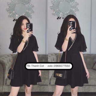 Đầm voan đen tay bèo..
