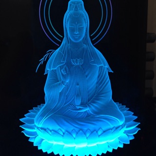 Tranh điện mica đèn LED: QUAN ÂM BỒ TÁT NGỒI