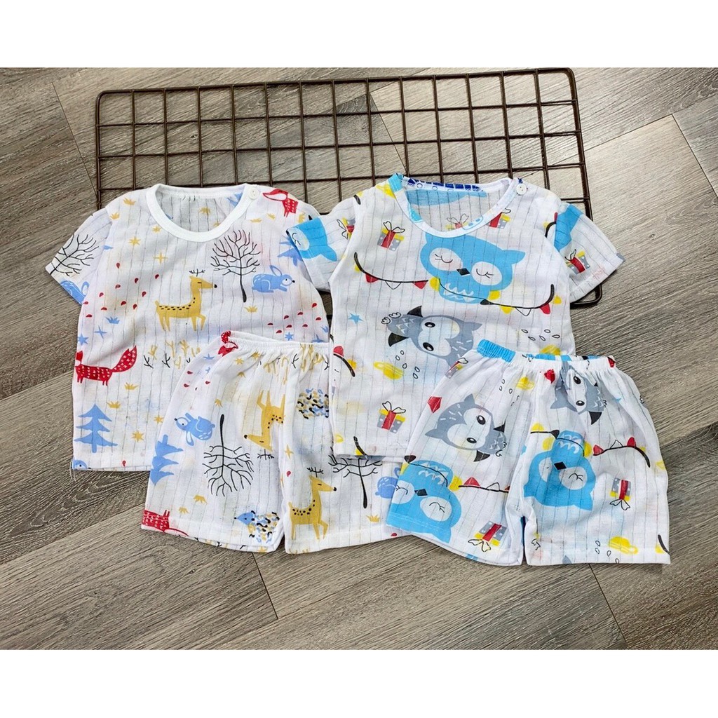 Bộ Đồ Cotton Đũi Giấy Cho Bé💕 FUNKIDS 💕Bộ Đồ Cho Bé Trai Và Bé Gái Giá Rẻ.Đẹp.Mát.Thấm Hút Mồ Hôi. 5 đến 15 kg