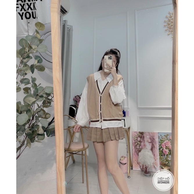 Áo LEN GILE VIỀN MÀU BE | BigBuy360 - bigbuy360.vn