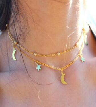 NEW Laminated necklace Moon Shape And Fashion Star