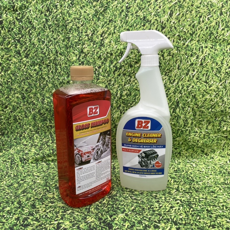 COMBO Rửa Xe BZ RỬA Dàn Áo  BZ 1L + Rửa Lốc Máy BZ 700ml Siêu Bóng Không Gây Hại Chi Tiết Nhôm