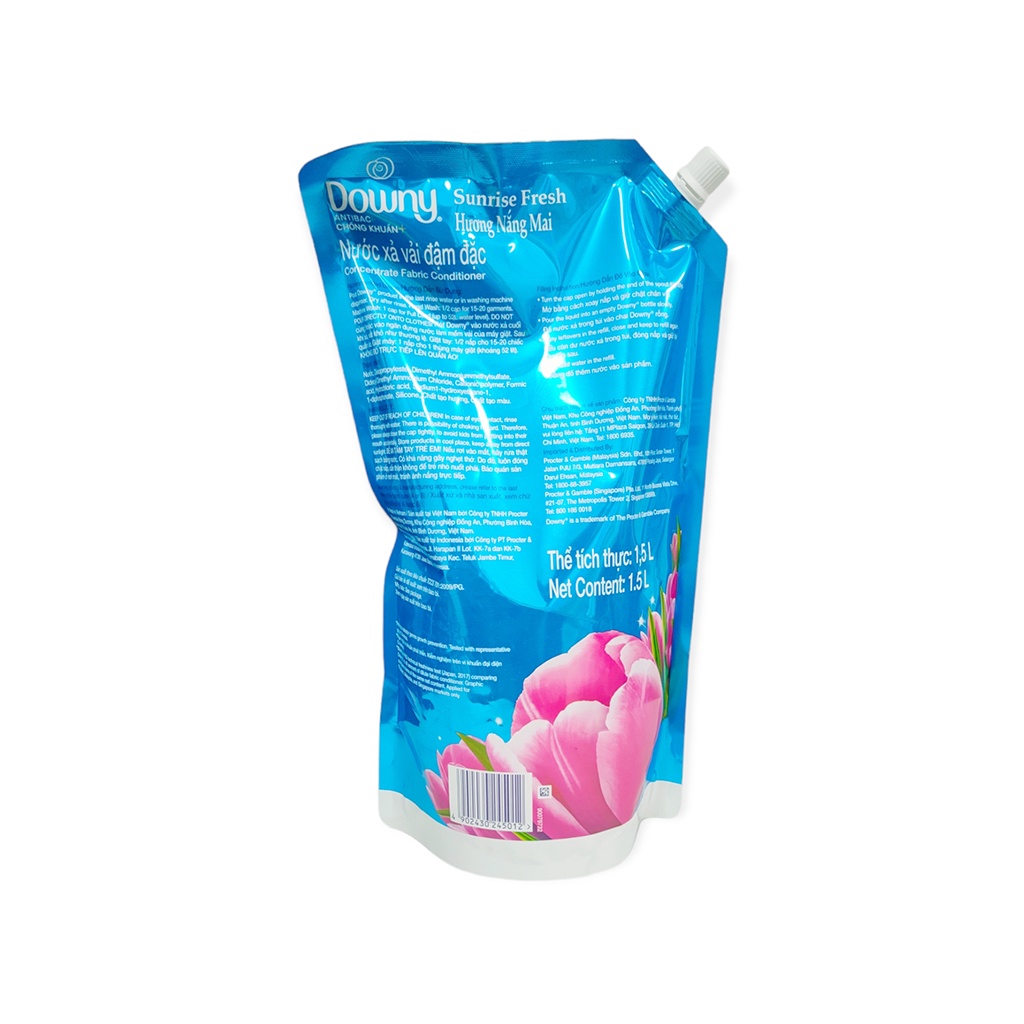 Nước Xả Downy Nắng Mai Túi 1,5 Lít Hương Nước Hoa Ngăn Mùi Hôi