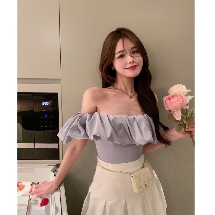 Áo sơ mi trễ vai Emilyshop ulzzang