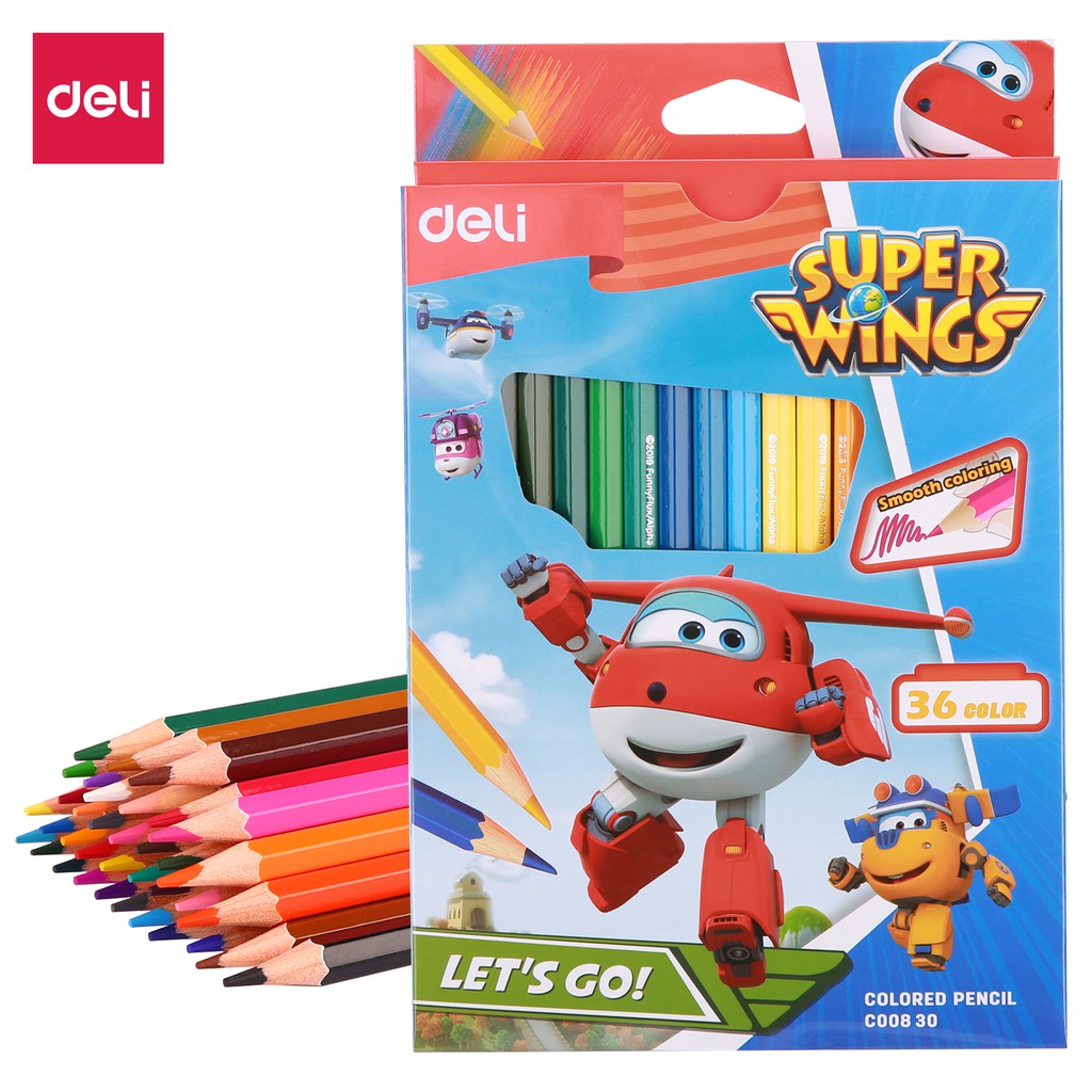 Bút chì màu học sinh Deli - Superwings - EC00800/EC00810/EC00820/EC00830