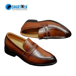 Giày lười da bò SMARTMEN tăng chiều cao màu nâu GLC-30N