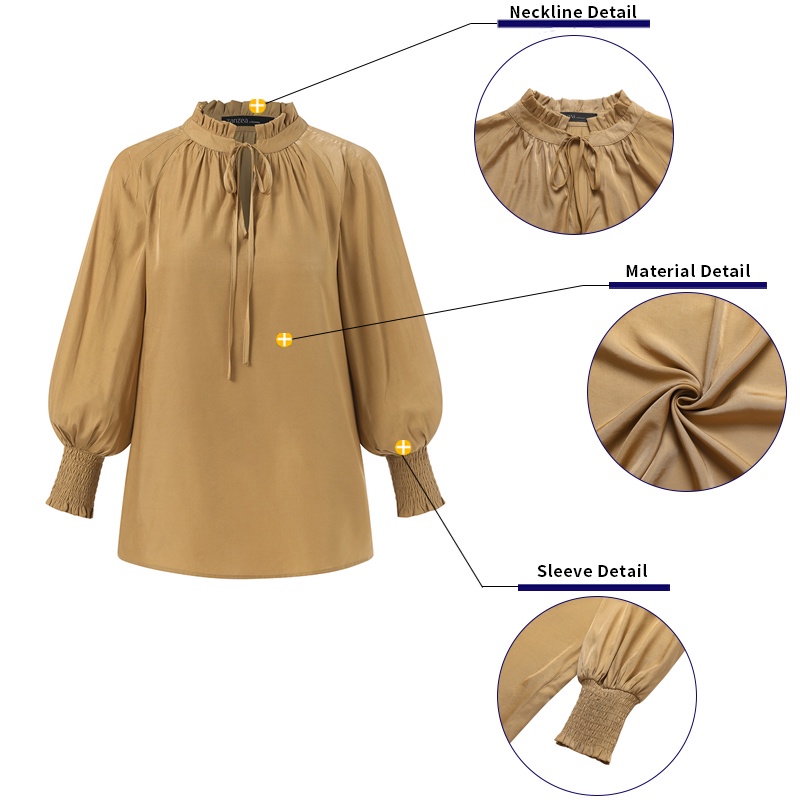 Áo kiểu ZANZEA cổ đứng phong cách công sở thanh lịch thời trang dành cho nữ