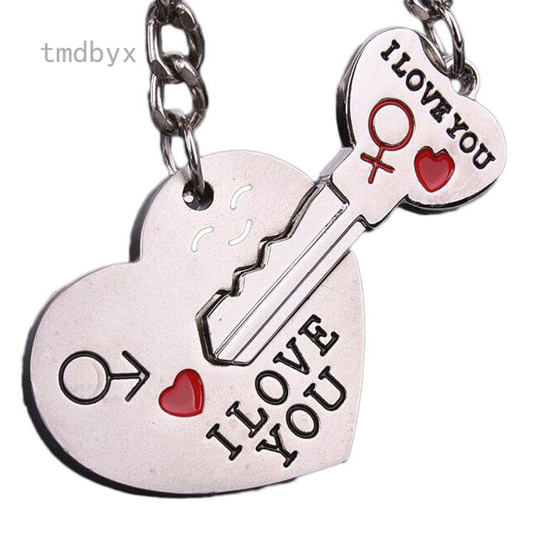 tmdbyx  Móc khóa kim loại hình trái tim khắc chữ I Love You Cupid cho cặp đôi