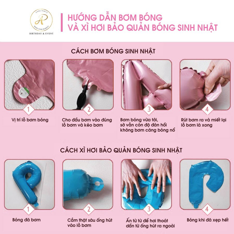 Combo trang trí sinh nhật bạc hồng 20