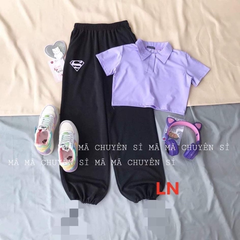 Sét áo croptop polo + quần bom kim cương DA55