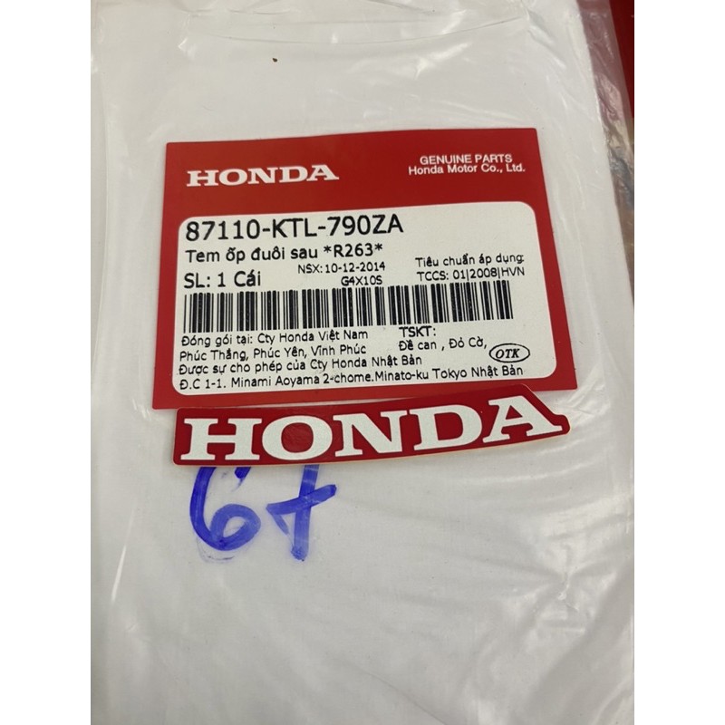 Tem Honda ốp đuôi sau