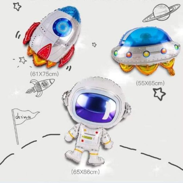 Set bóng bay trang trí sinh nhật chủ đề phi hành gia ver 5🍓FREESHIP🍓 Trang trí sinh nhật cho bé trai đầy đủ như hình