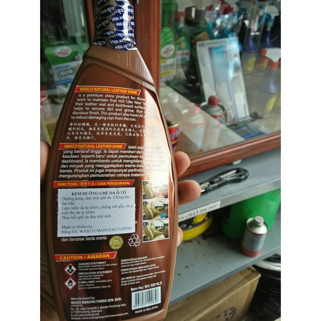 Kem dưỡng ghế da ôtô Waxco ,bóng da ô tô waxco
