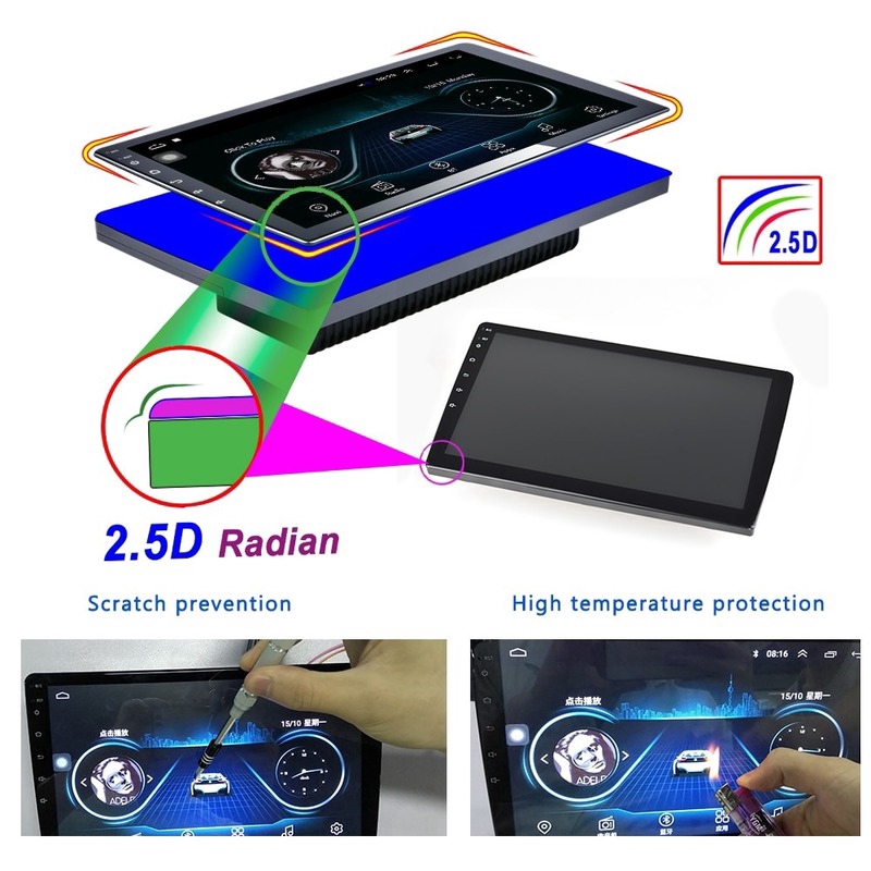Máy nghe nhạc MP5 màn hình cảm ứng 2.5D 9 inch Android 9.1 lõi tứ âm thanh nổi cho ô tô