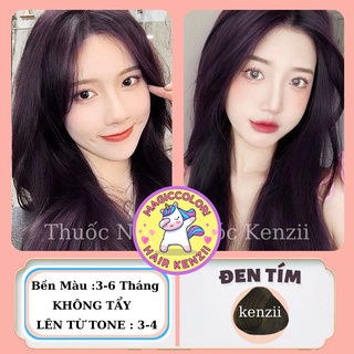 Thuốc Nhuộm Tóc Đen Tím Tặng Oxy Trợ Nhuộm Găng Tay Mũ Trùm KENZII Lên Từ Nền Tóc Đen