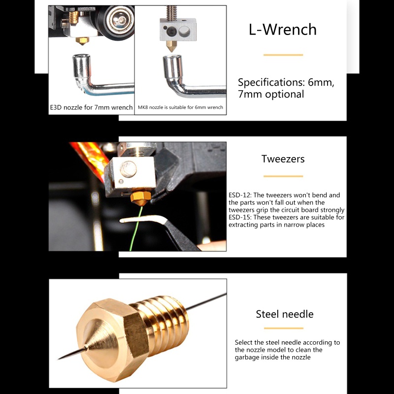 Bộ 17 Dụng Cụ Làm Sạch Vòi Phun Máy In 3D DIY