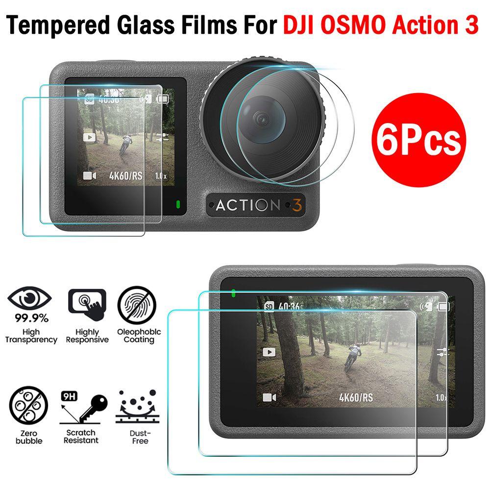 BTLIMER 2 Bộ 6 / 2 Miếng Film Dán Bảo Vệ Màn Hình Chống Trầy Dành Cho DJI Osmo Action 3