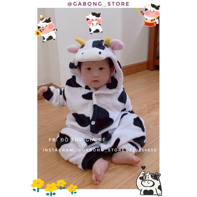 bộ đồ thú bò sữa trẻ em cho bé