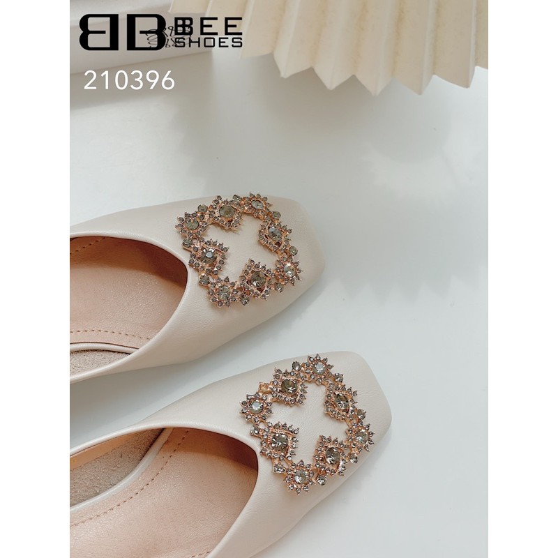 BEESHOES - GIÀY BÚP BÊ NỮ MŨI VUÔNG - GIÀY BÚP BÊ NỮ MŨI VUÔNG ĐẾ VUÔNG CAO 3 PHÂN SẴN MÀU ĐEN - KEM - HỒNG 210396