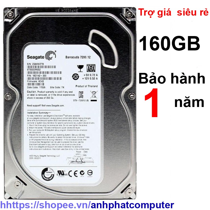 Ổ cứng HDD 160GB sata máy tính để bàn | BigBuy360 - bigbuy360.vn